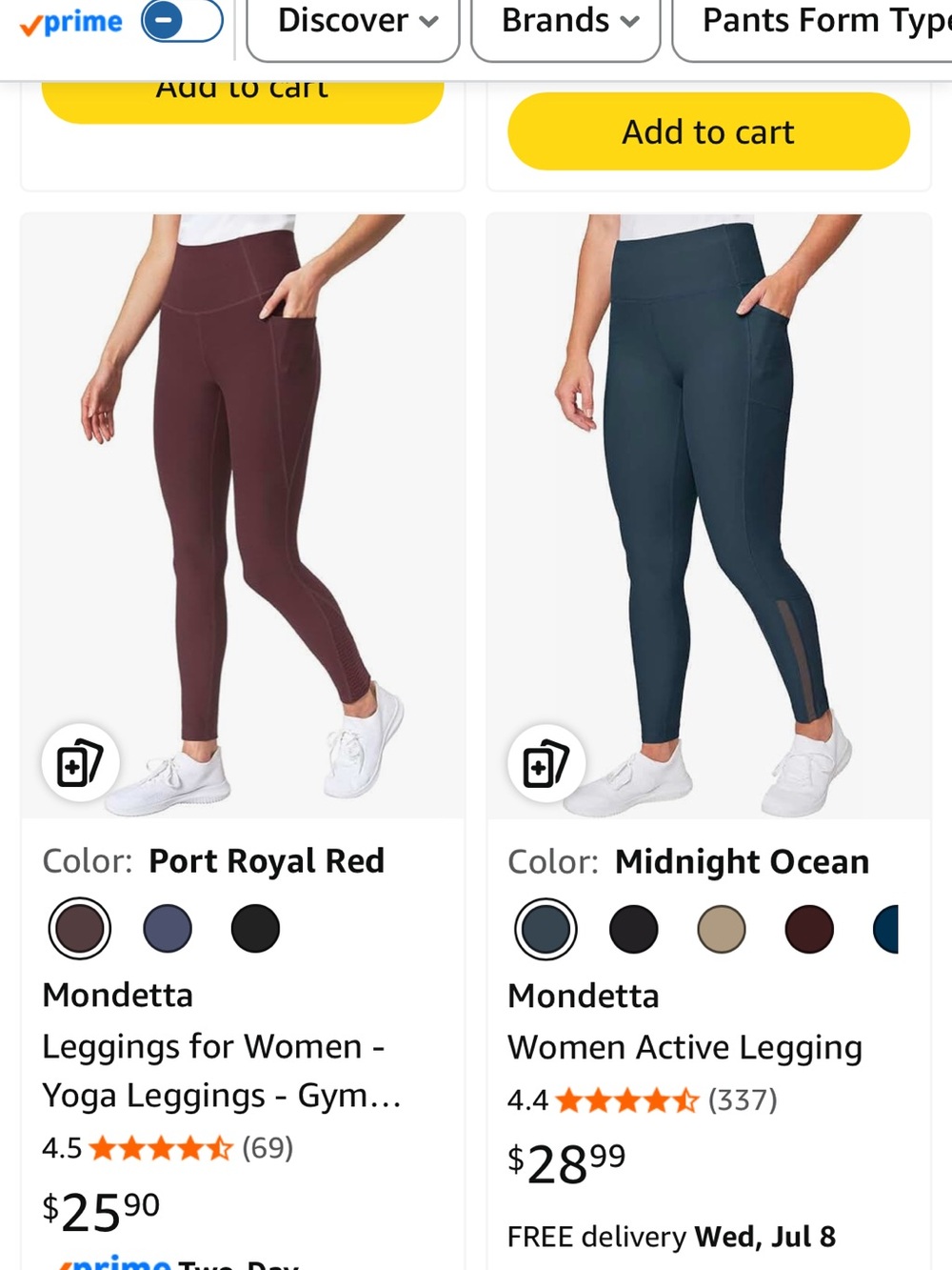 Mondetta Leggings in Port Royal Red and Midnight Ocean - Picture 2 of 2